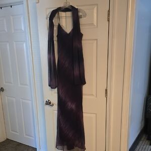 Niki Lavis Purple Halter Maxi Gown